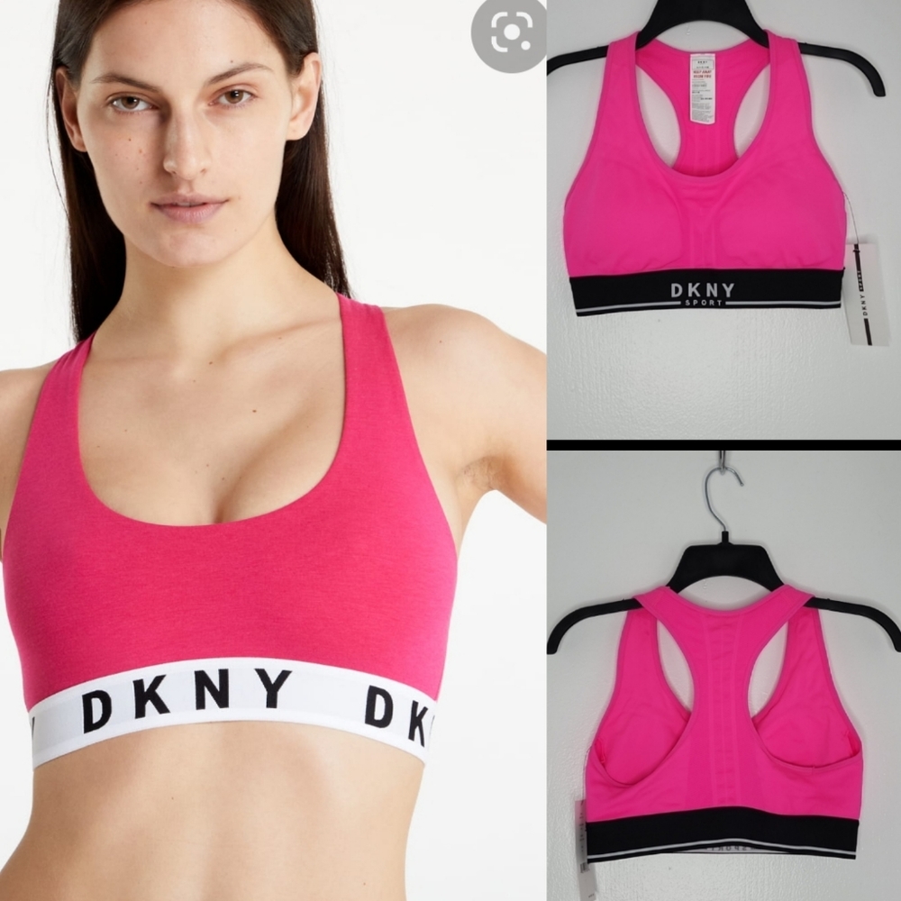 Dkny pink sport bra new